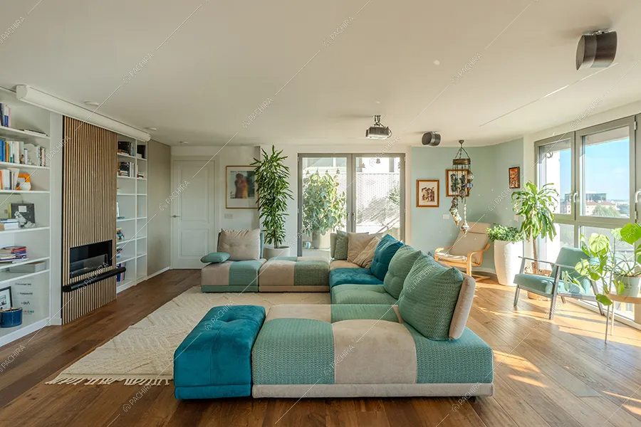 Salotto dell'appartamento Mimetite, location in stile moderno a Milano