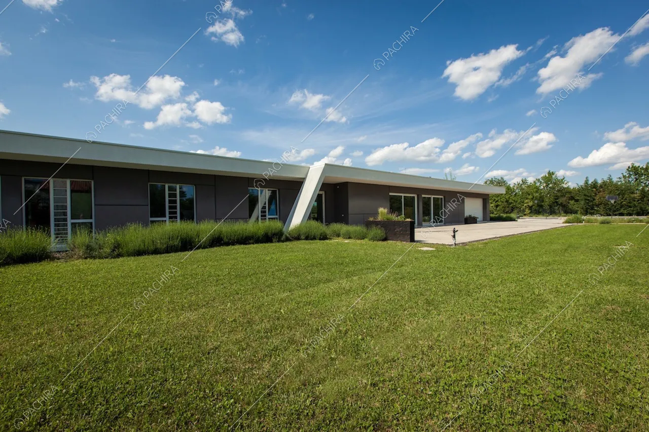Villa dall'architettura contemporanea con giardino