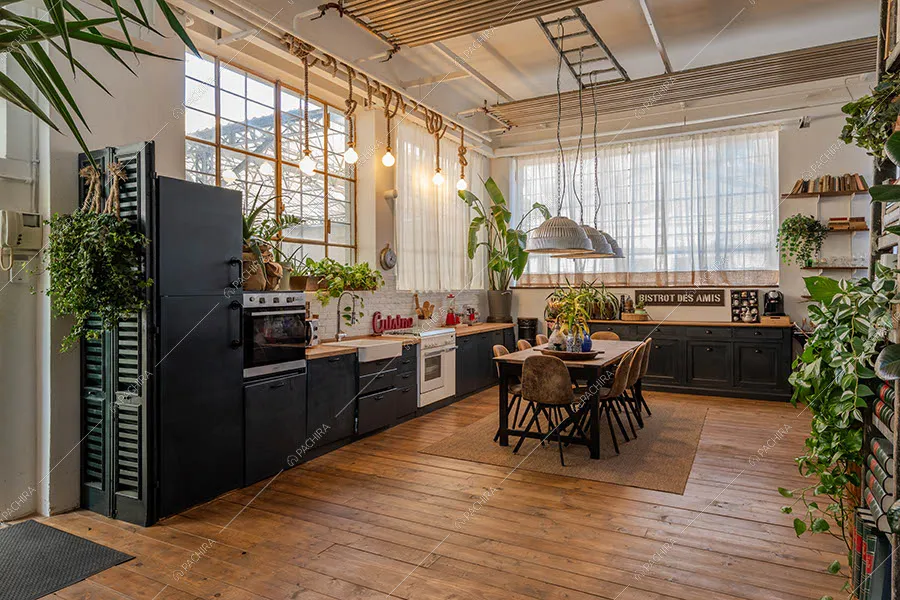 Cucina del loft Alunite, location in stile vintage a Milano