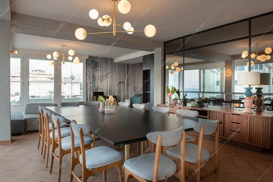 Sala da pranzo dell'hotel Ametrino, location in stile contemporaneo a Riccione